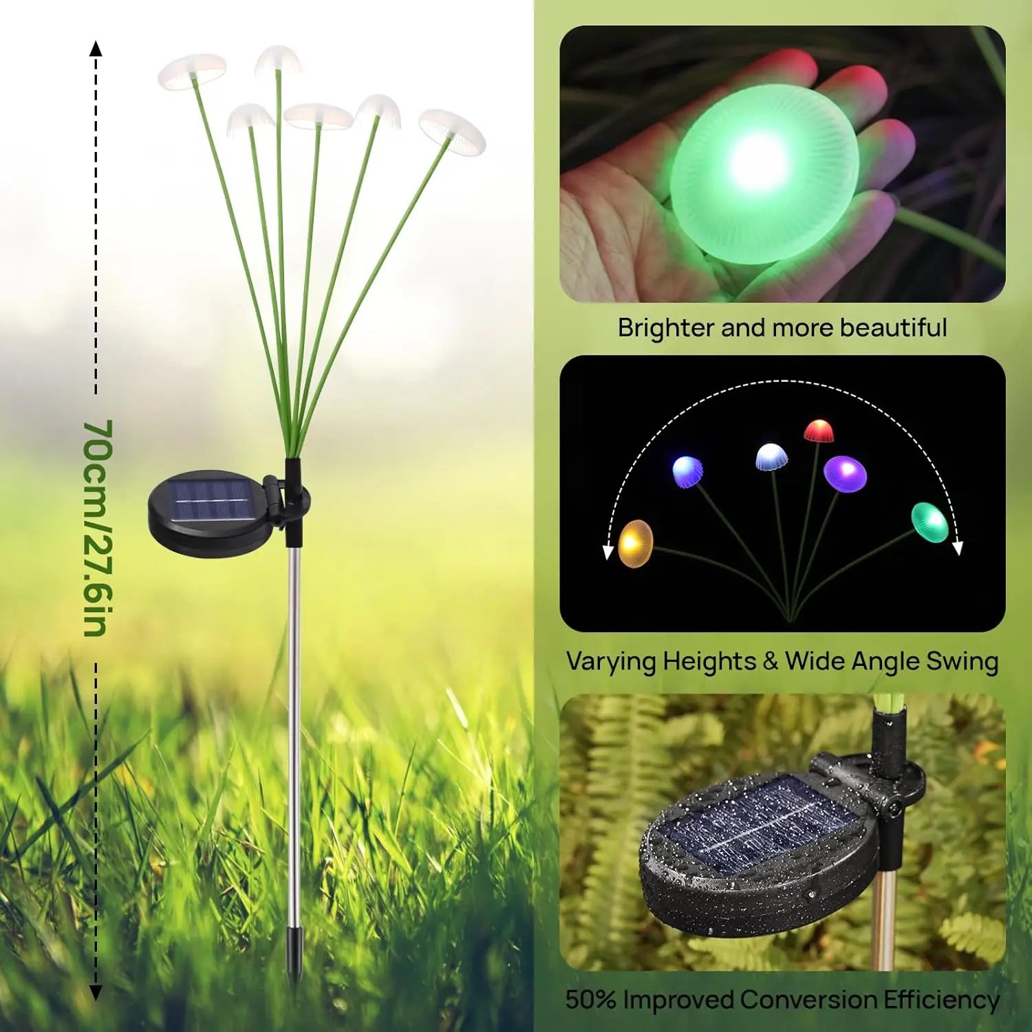 Solar Garden Lights Dual Mode LED Solar Mushroom Lights Waterproof Decor Yard Patio Pathway Jellyfish for Garden Ambiance Solar Garden Lights Dual Mode LED Solar Mushroom Lights Waterproof Decor Yard Patio Pathway Jellyfish for Garden Ambiance
