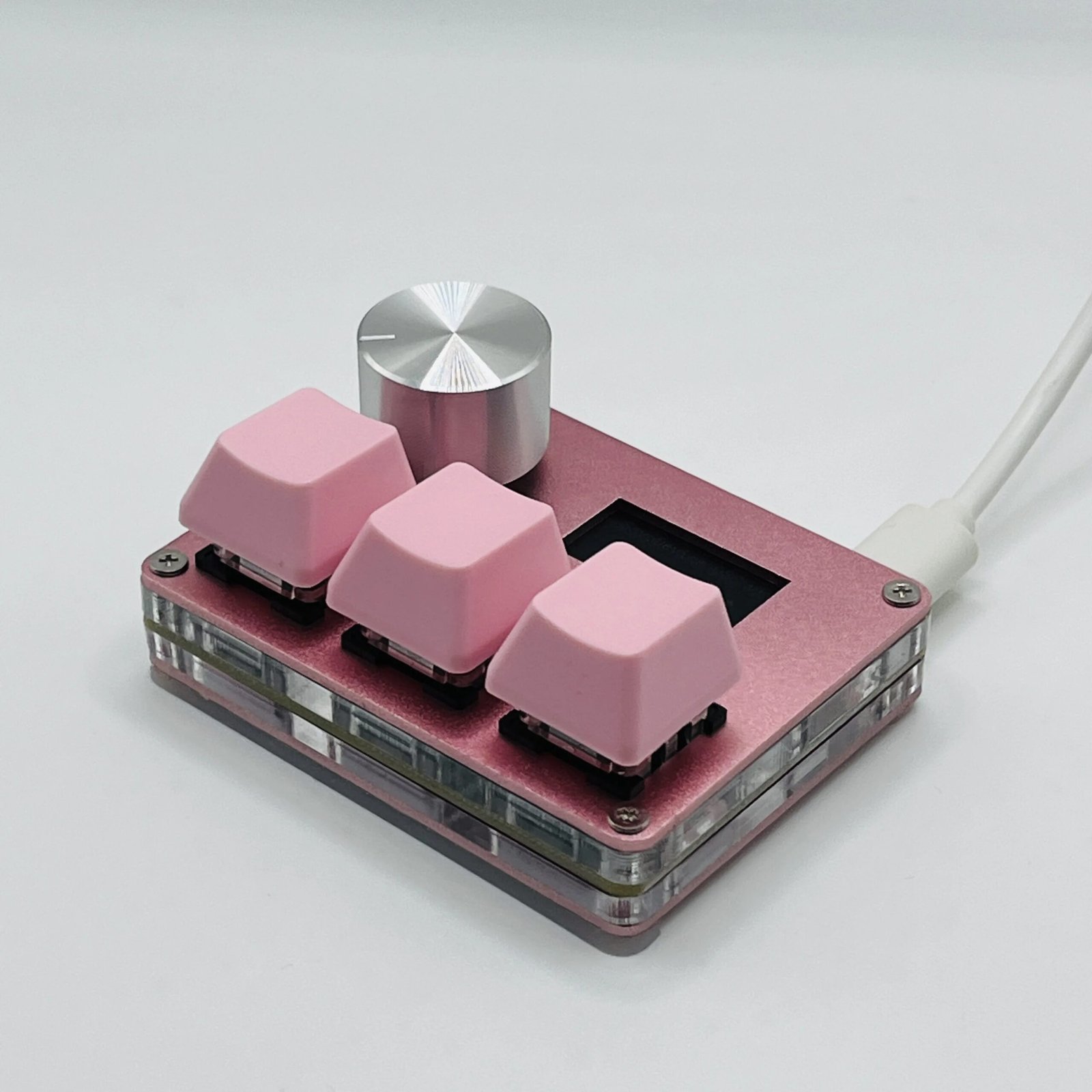 O3C SayoDevice OSU O3C Rapid Trigger Hall Switches Magnetic Pink Switches Keyboard With Knob Screen Copy Paste Shotcut