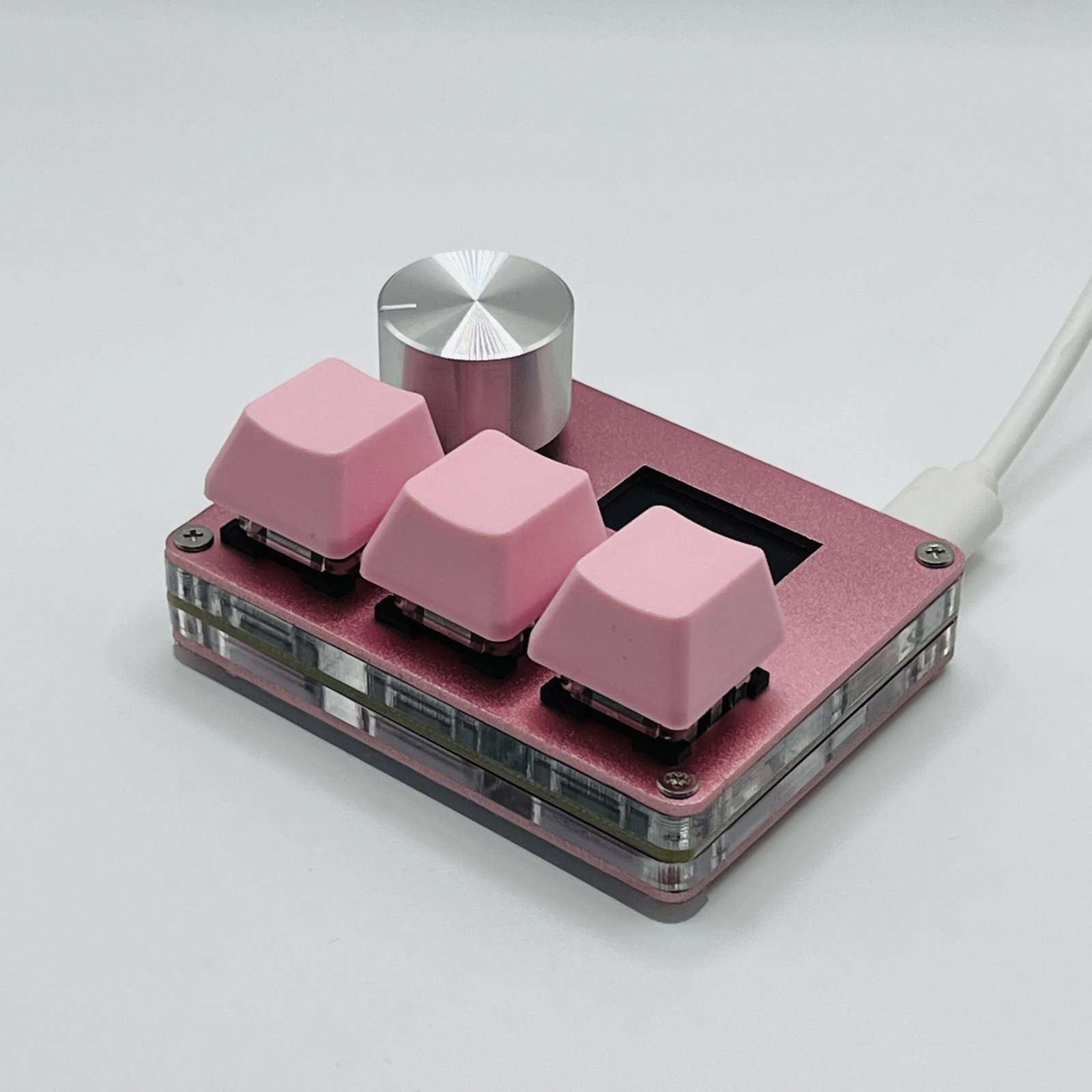O3C SayoDevice OSU O3C Rapid Trigger Hall Switches Magnetic Pink Switches Keyboard With Knob Screen Copy Paste Shotcut