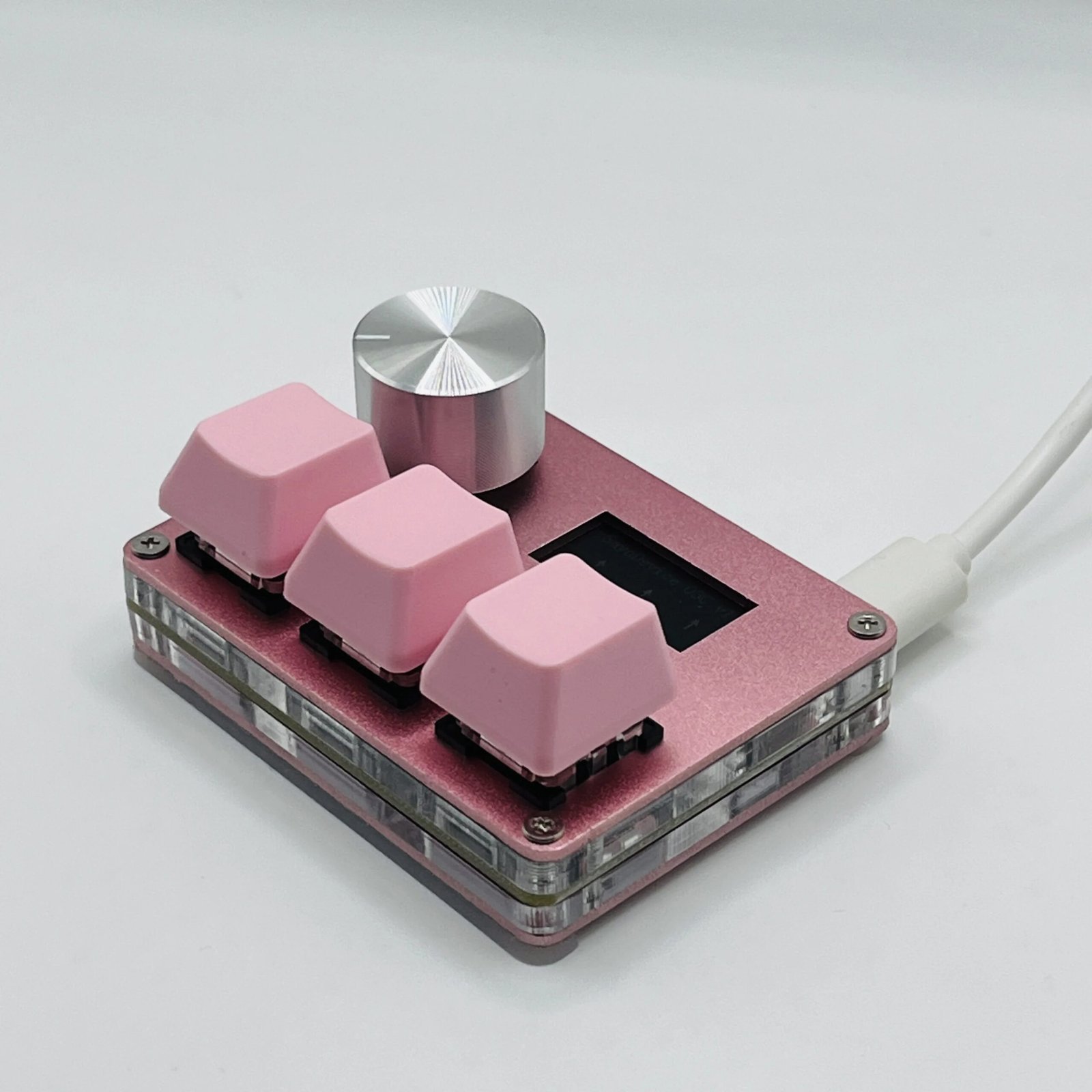 O3C SayoDevice OSU O3C Rapid Trigger Hall Switches Magnetic Pink Switches Keyboard With Knob Screen Copy Paste Shotcut