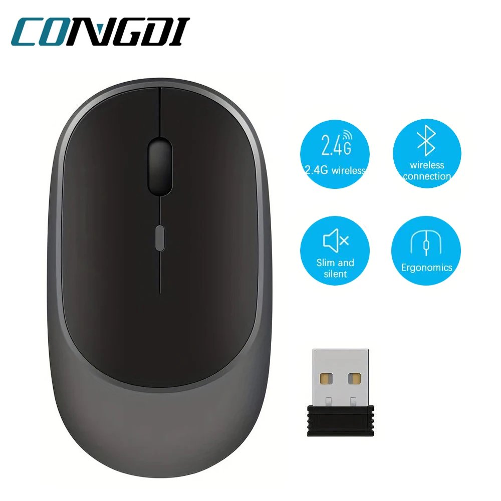 Wireless Mouse Rechargeable Mouse Gamer Dual Modes Bluetooth-compatible 2.4G USB Mice For Laptop Pad Tablet PC Macbook Mause