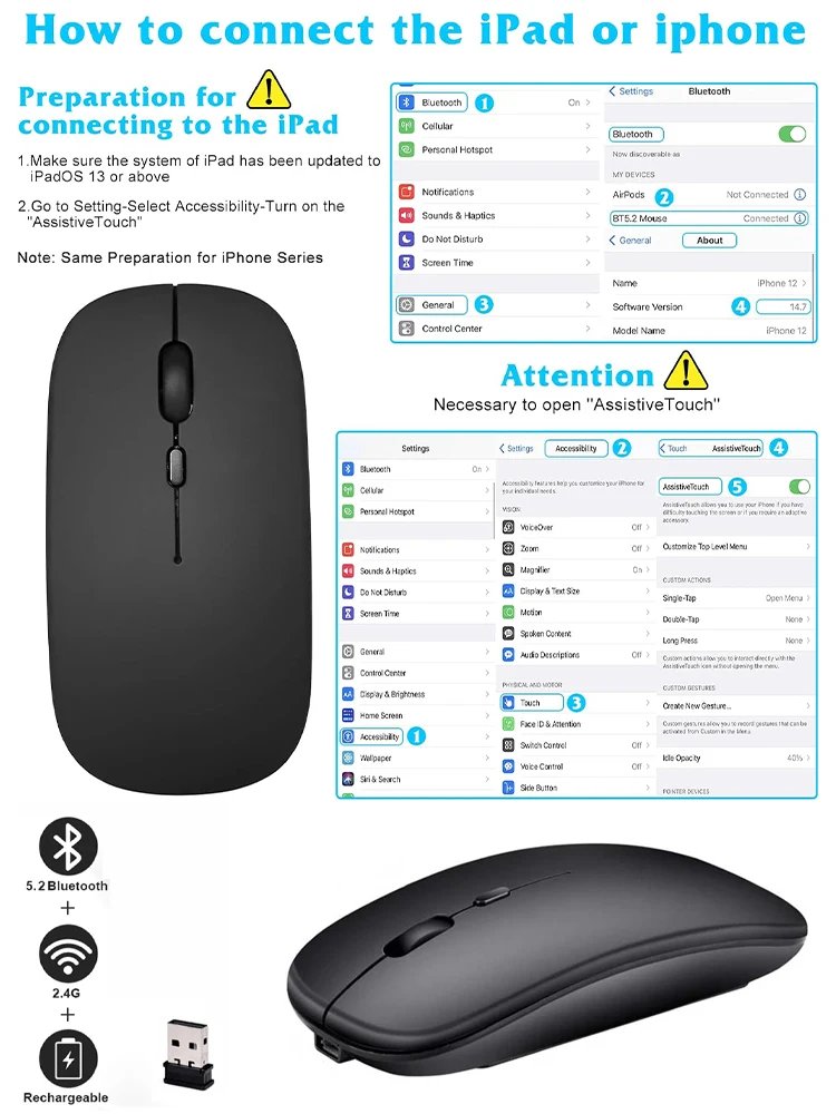 Silent Bluetooth Mouse Marcaron Computer Laptop Optical Mouse Wireless for iPad Samsung Xiaomi Lenovo Tablet Universal Mice