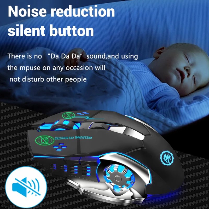 Rechargeable Wireless Mouse Gaming Computer Silent Bluetooth Mouse 2.4G USB Mechanical Backlight PC Gamer Mouse For Computer