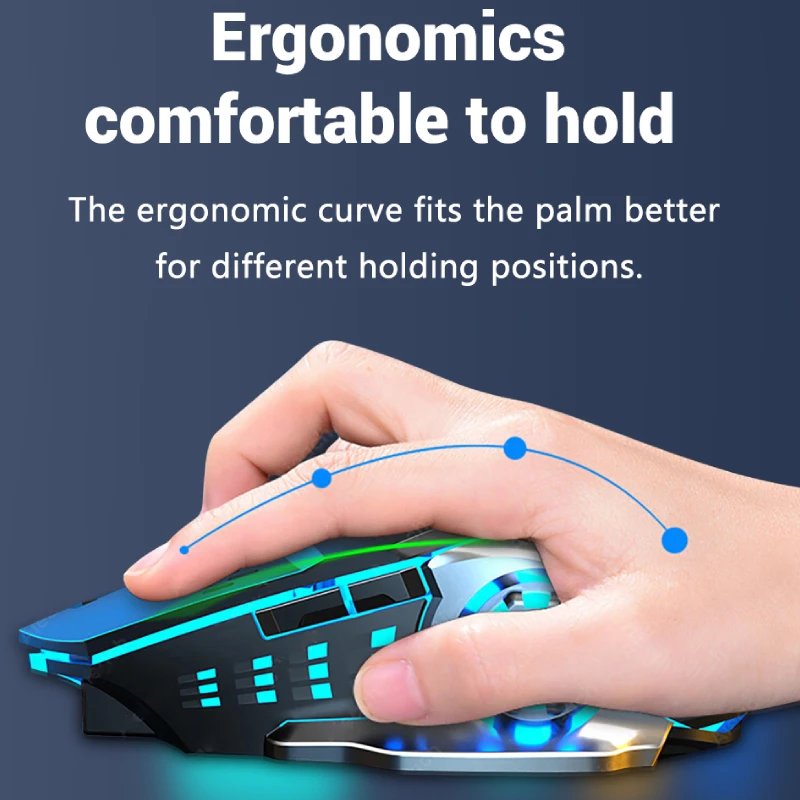 Rechargeable Wireless Mouse Gaming Computer Silent Bluetooth Mouse 2.4G USB Mechanical Backlight PC Gamer Mouse For Computer