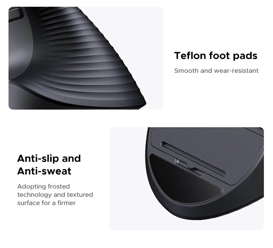 UGREEN Wireless Mouse Vertical 2.4G Ergonomic 4000DPI 6 Mute Buttons for MacBook Tablet Laptops Computer PC Mice Black Pink