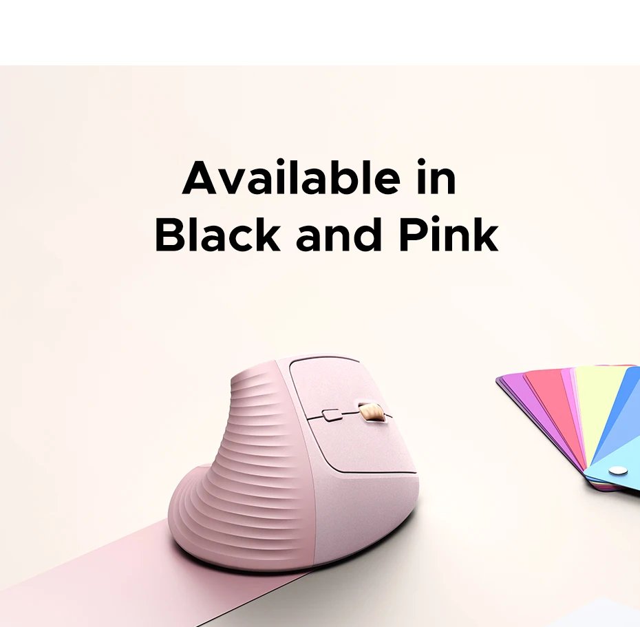UGREEN Wireless Mouse Vertical 2.4G Ergonomic 4000DPI 6 Mute Buttons for MacBook Tablet Laptops Computer PC Mice Black Pink