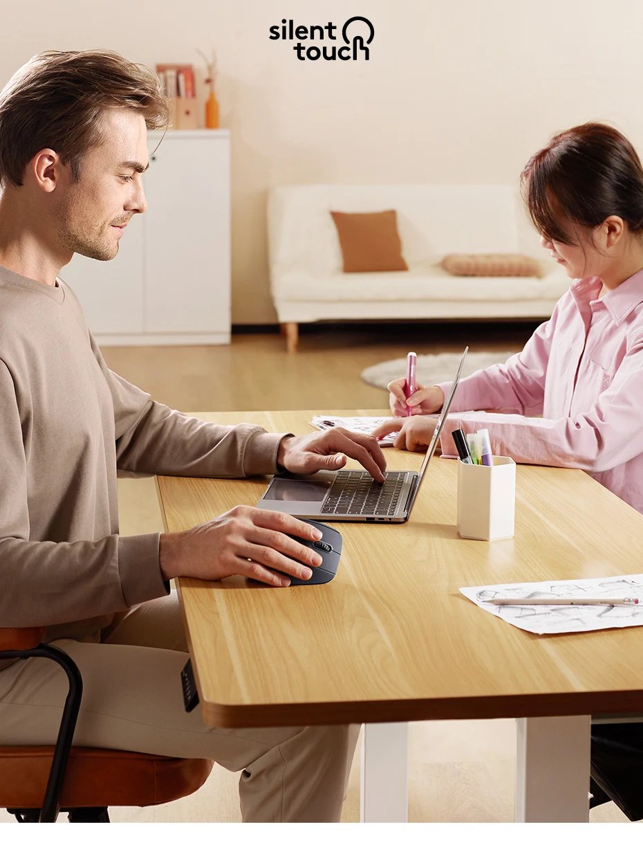 UGREEN Wireless Mouse Vertical 2.4G Ergonomic 4000DPI 6 Mute Buttons for MacBook Tablet Laptops Computer PC Mice Black Pink