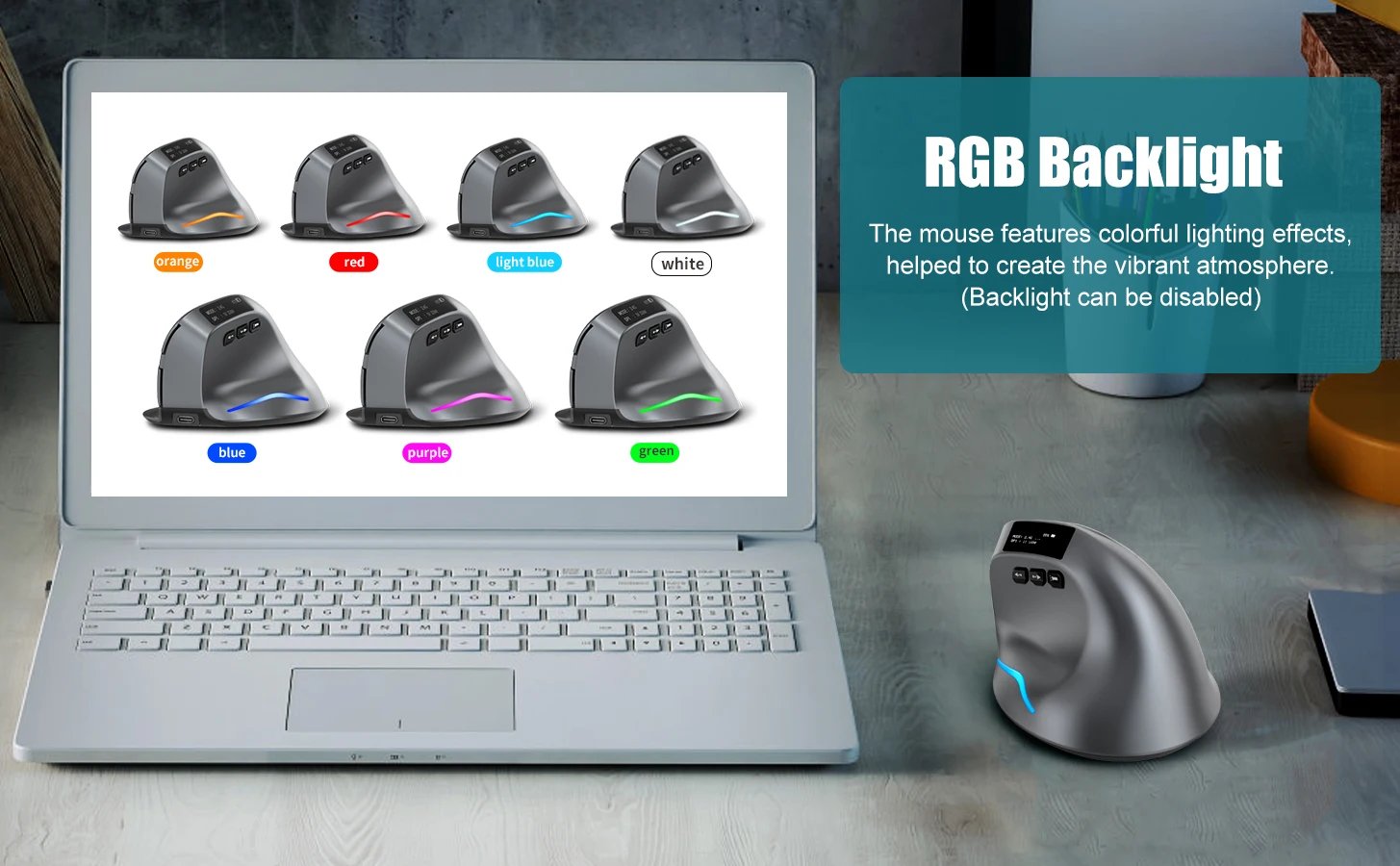 Lefon Bluetooth Vertical Mouse Wireless Ergonomic Mice with OLED Screen RGB USB Optical Rechargeable Mouse for PC Laptop Gaming