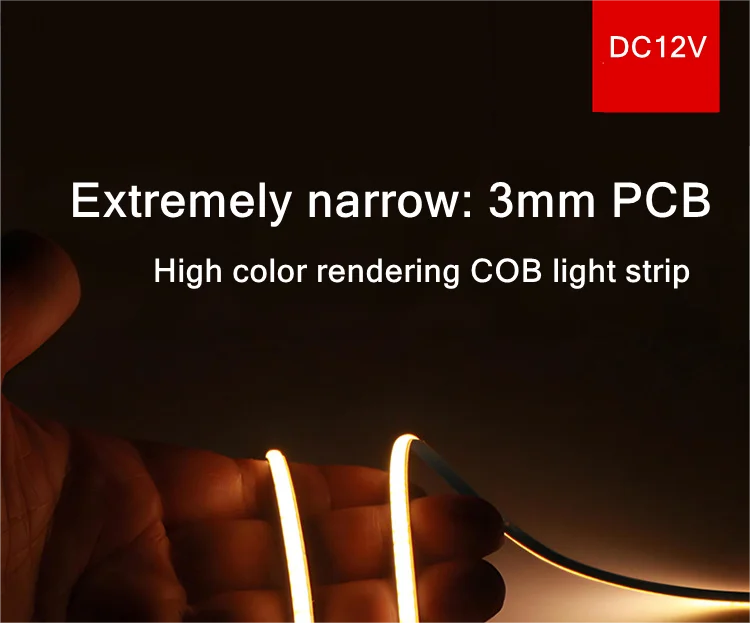 3mm Ultra Thin 12V Colorful COB LED Strip Dimmable 3000K 4000K 6000K High Density Flexible Light 400LEDs For DIY Home Decor Lamp 3mm Ultra Thin 12V Colorful COB LED Strip Dimmable 3000K 4000K 6000K High Density Flexible Light 400LEDs For DIY Home Decor Lamp