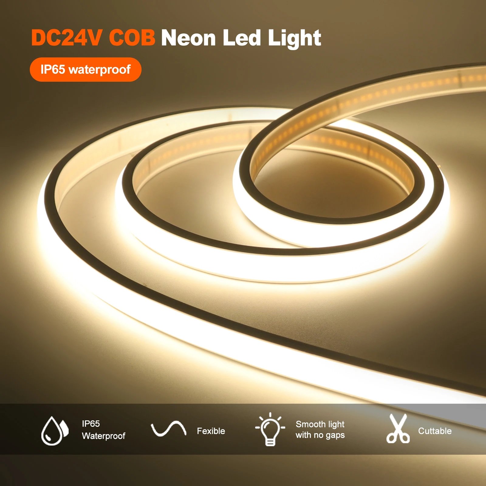 Waterproof COB LED Strip Light 12V 24V Flexible LED Neon Light 0.5-20M 320LEDs High Density Linear Lighting COB LED Lights