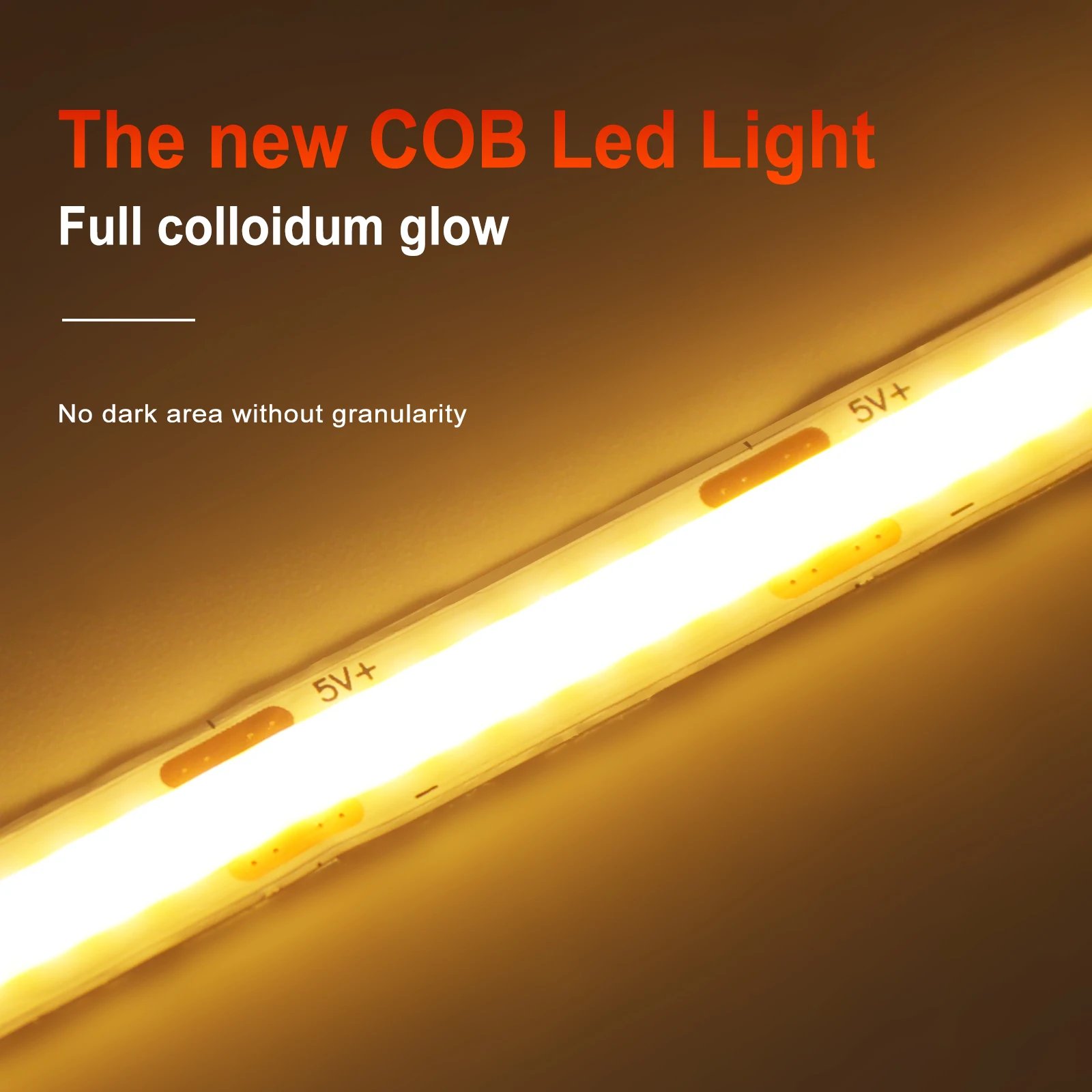 Dimmable COB LED Strip Light 5V USB Flexible LED Tape with ON OFF Switch 320LEDs High Density Linear Lighting with Adhesive Tape