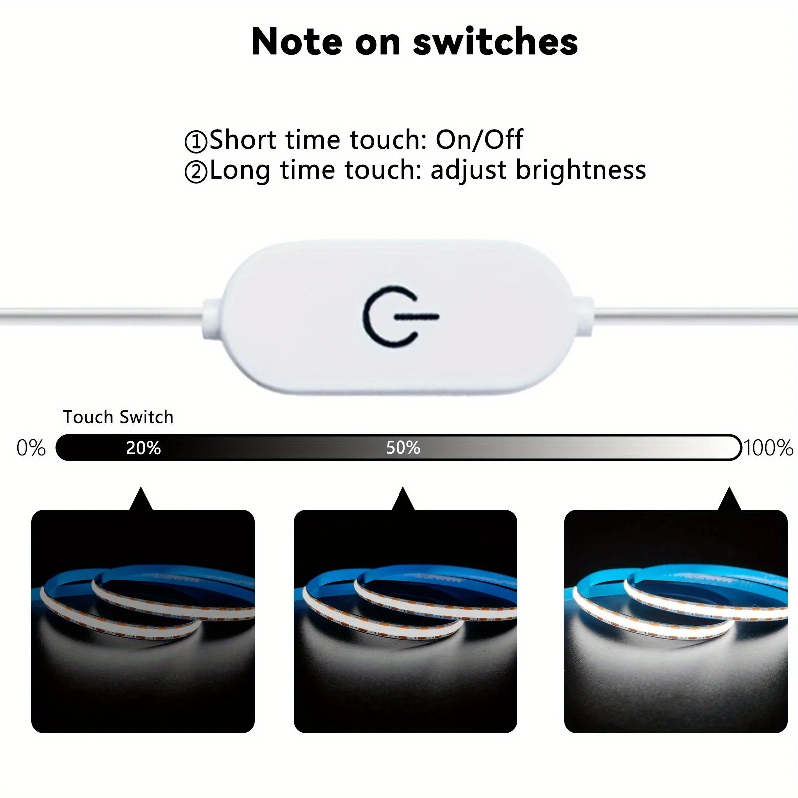 COB Lights LED Strip Touch Dimmer Flexible Diode Tape 5V USB Linear Indoor Lighting Lamp Room DIY TV Mirror Backlight Wall Decor
