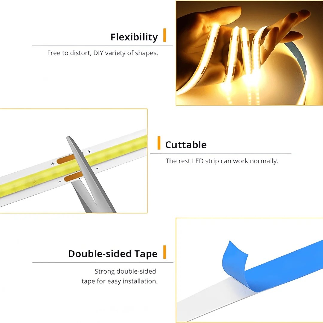 COB Lights LED Strip Touch Dimmer Flexible Diode Tape 5V USB Linear Indoor Lighting Lamp Room DIY TV Mirror Backlight Wall Decor