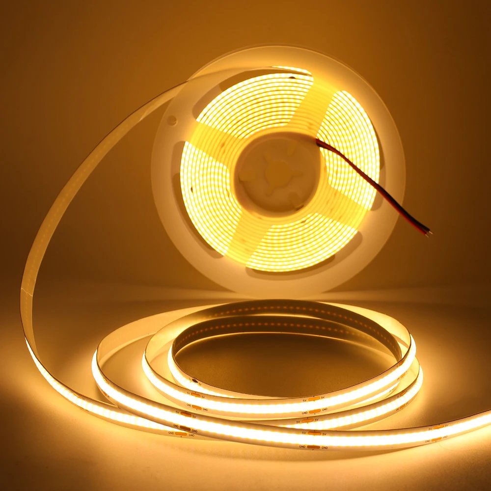 3mm 5mm 8mm PCB COB LED Strip Light 5V 12V 24V 320LEDs/m High Brightness Flexible Tape Warm Natural White Red Green Blue 0.5m 5m