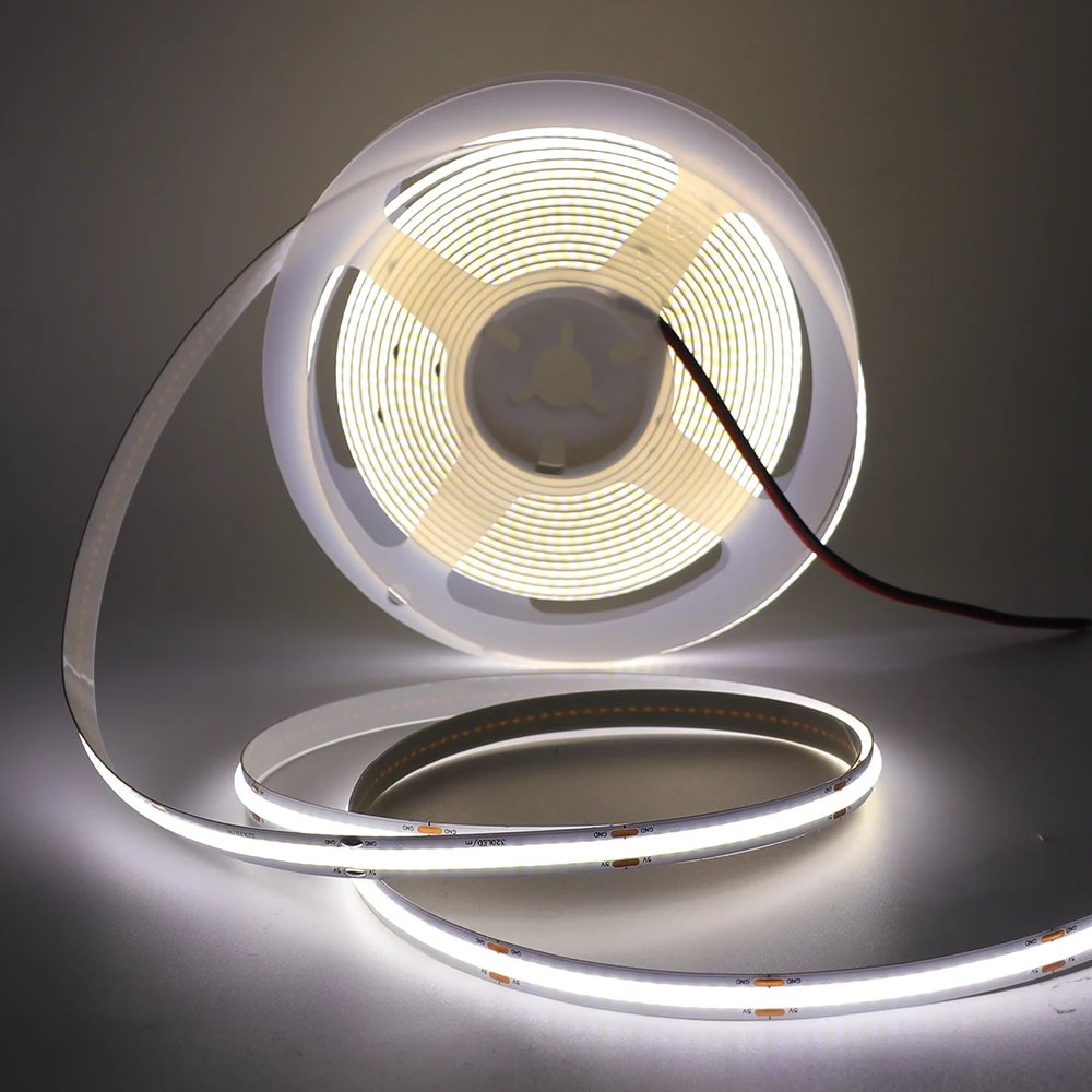 3mm 5mm 8mm PCB COB LED Strip Light 5V 12V 24V 320LEDs/m High Brightness Flexible Tape Warm Natural White Red Green Blue 0.5m 5m