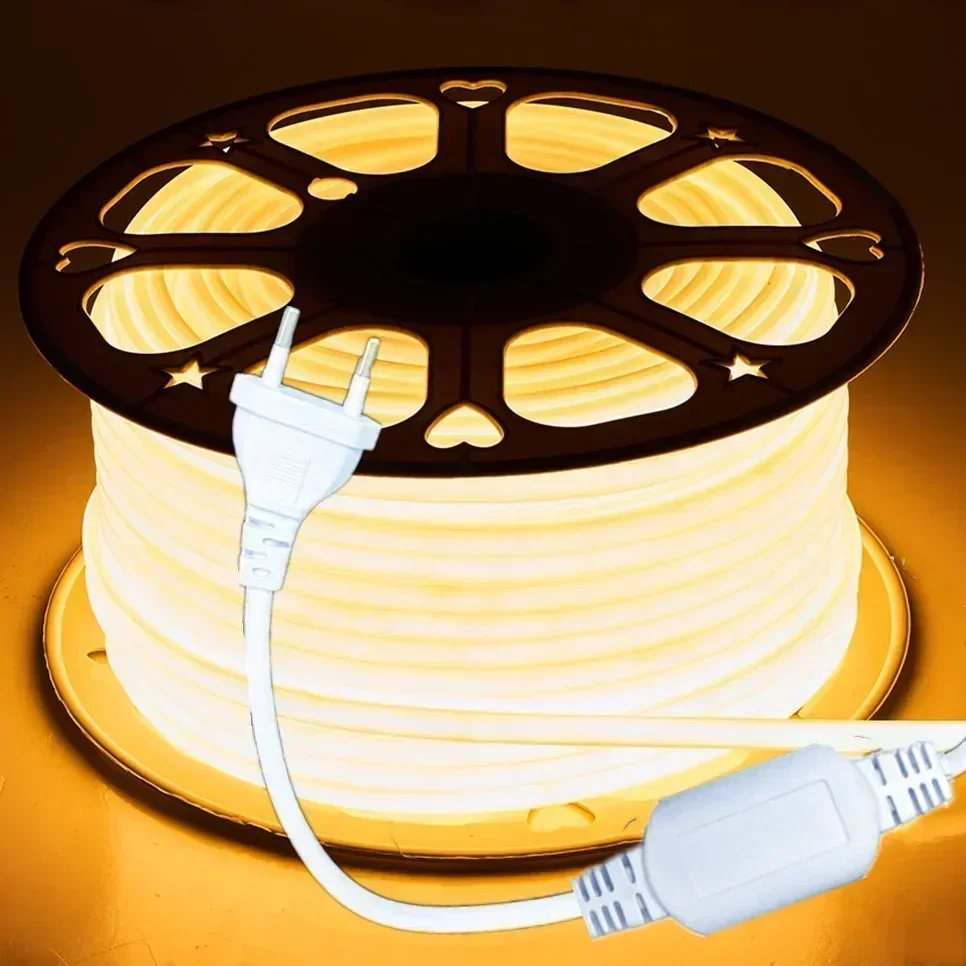 288LEDs/m COB LED Strip 220V Dimmable Power EU Plug 3000k 6000k RA90 Outdoor Garden FOB LED Tape Bedroom Kitchen Lighting