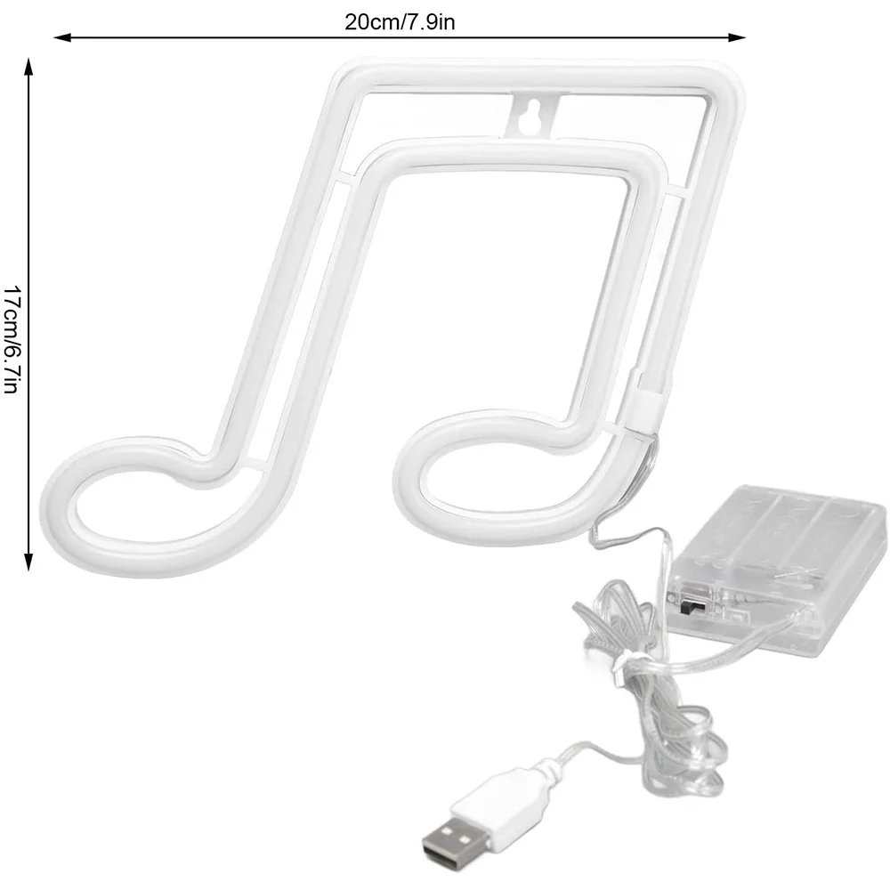 USB/Battery LED Neon Sign Lights Party Wall Art Decor Room Bar Beer Neon Lamps Wall Hanging Neon Signs Musical Note Night Lights